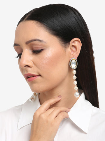 Ruby Raang Women's Kundan Pearl Earrings