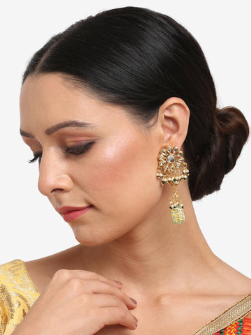 Ruby Raang Ethnic Stone Kundan Earrings