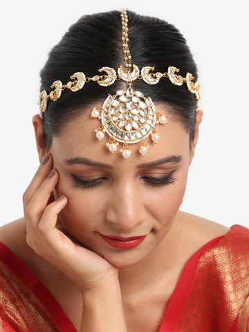 Ruby Raang Women's Kundan Matha Patti