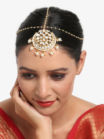 Ruby Raang Women's Kundan Matha Patti