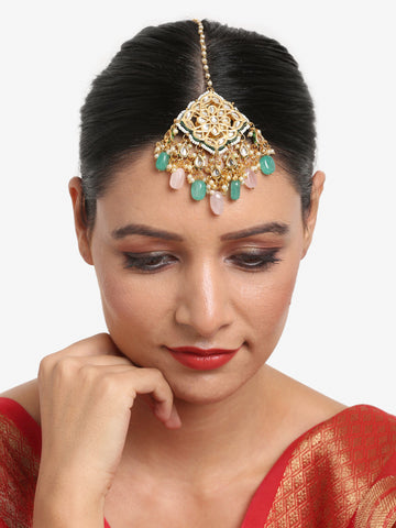 Ruby Raang Women's Kundan Maang Tikka