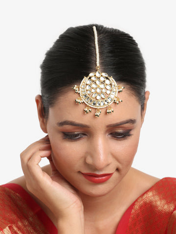 Ruby Raang Women's Kundan Maang Tikka