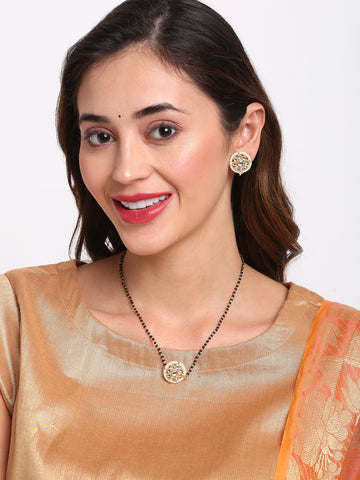 Ruby Raang Women's Kundan Mangalsutra with Studs