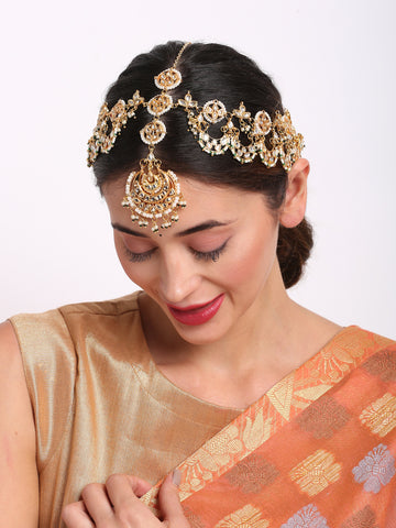 Ruby Raang Women's Kundan Maaharani Matha Patti