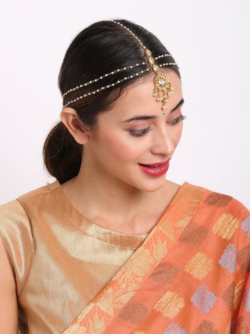 Ruby Raang Women's Kundan Matha Patti