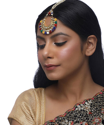 Ruby Raang Gold Plating kundan mangtikka
