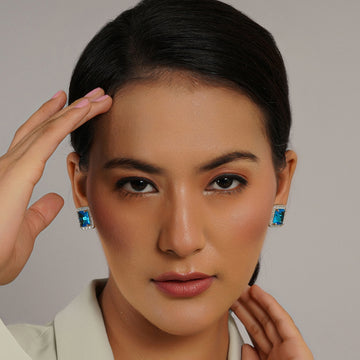 Ruby Raang Aqua Blue Stone Studs
