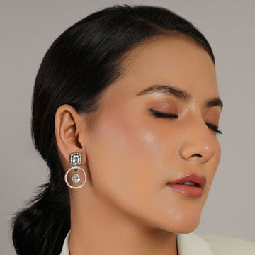 Ruby Raang Dual Tone Diamond Earrings