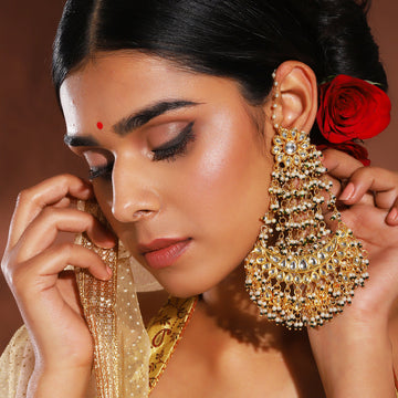 Ruby Raang Kundan Chandelier Earrings