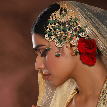 Ruby Raang Women's Kundan Maharani Jhoomar/ Passa