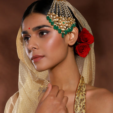 Ruby Raang Women's Kundan Maharani Jhoomar/ Passa