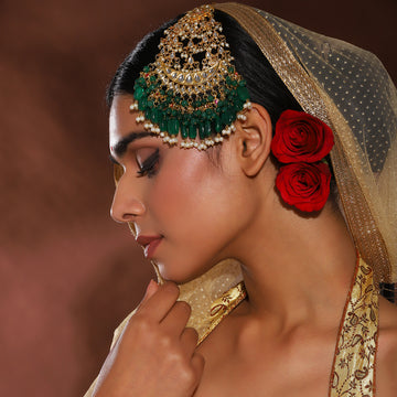 Ruby Raang Women's Kundan Maharani Jhoomar/ Passa