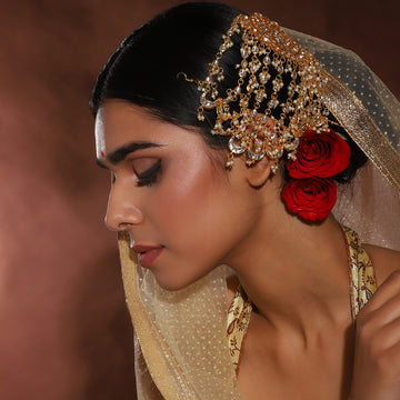 Ruby Raang Women's Kundan Maharani Jhoomar/ Passa