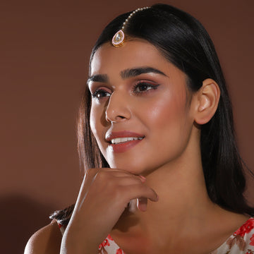 Ruby Raang Women's Kundan Maang Tikka