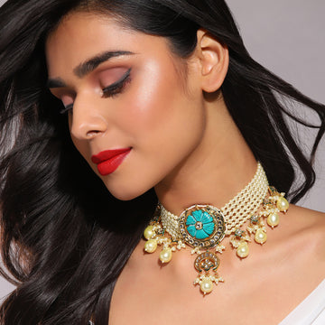 Ruby Raang Kundan & Pearl Choker