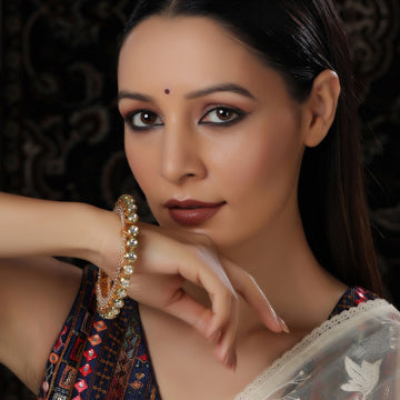 Ruby Raang Kundan and Pearl Studded Bangle