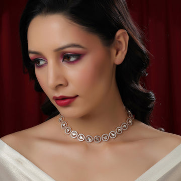 Patti Shaped Kundan and Round Diamond Neckpiece