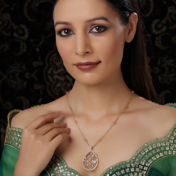 Long Gold Chain with Kundan Jhallar Pendant