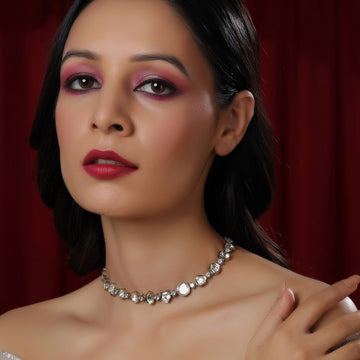 Ruby Raang Kundan and Diamond Neckpiece