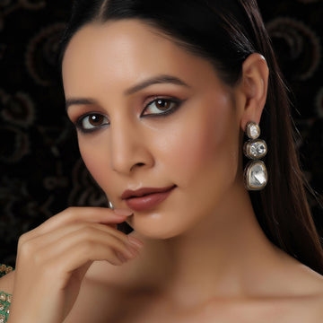 Ruby Raang Women's Kundan Long Earrings