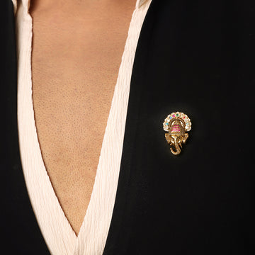 Ruby Raang Ganesh Ji Multi Brooch