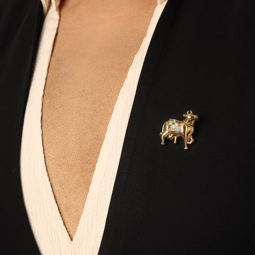 Navratan Shiv Nandi Brooch