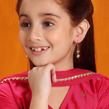 Ruby Raang Kids Kundan Loop Earrings in Gold Plated Brass