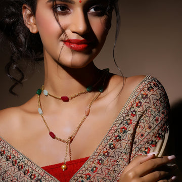 Multicolor Gold Plated Kundan Necklace