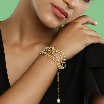 Ruby Raang Women's Kundan Layered Bracelet