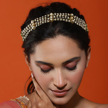 Ruby Raang Gold Plated Kundan Headband