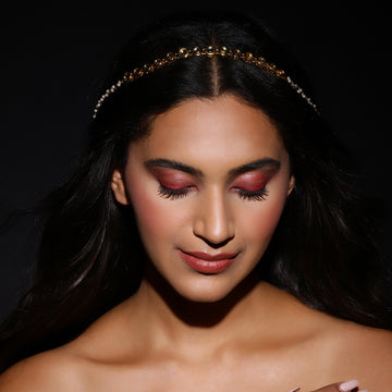 Ruby Raang Gold Plated Kundan Headband with Pearls