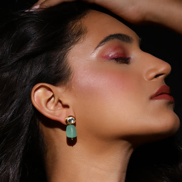 Ruby Raang Green Gold Plated Kundan Earrings