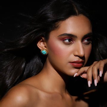 Ruby Raang Blue Gold Plated Handcrafted Earrings