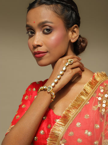 Ruby Raang Women's Kundan Haathphool/ Hand Harness