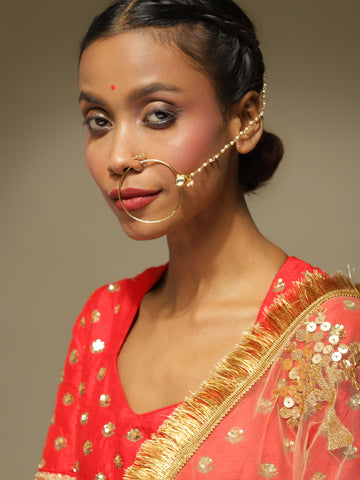 Ruby Raang Women's Kundan Nose Ring