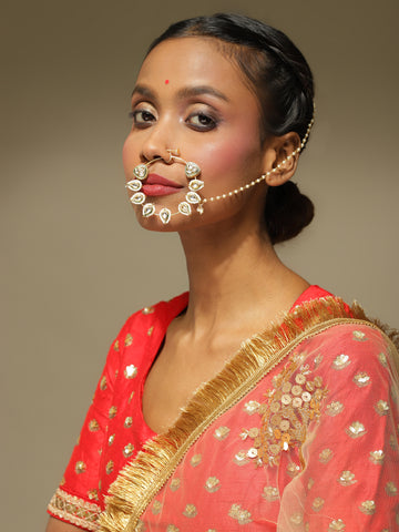 Ruby Raang Women's Kundan Nose Ring