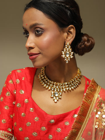 Ruby Raang Kundan Choker with Earrings