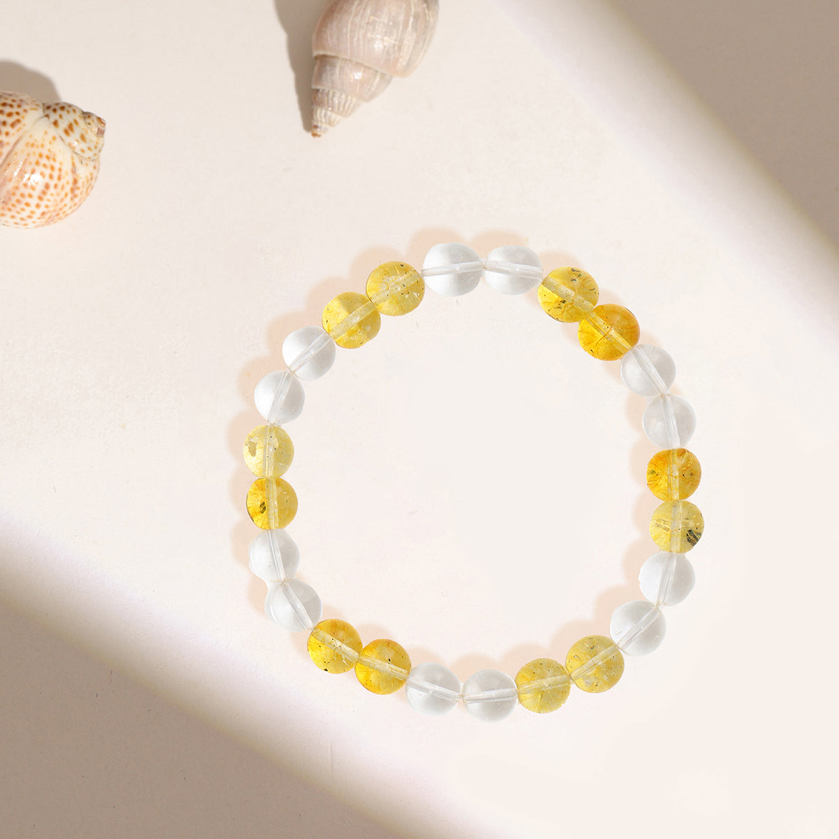 Clear Quartz Citrine Yellow and White Beads Bracelet