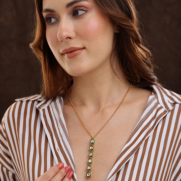 Green Meenakari Kundan Necklace by Ruby Raang
