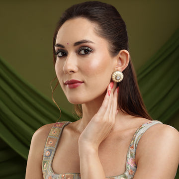 Ruby Raang Women's Kundan Pearl Earrings