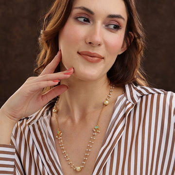 White Beaded, Kundan Necklace by Ruby Raang