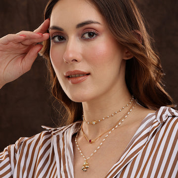 White and Gold, Handcrafted Kundan Necklace by Ruby Raang