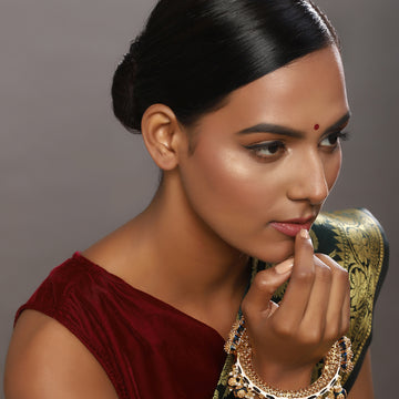 Pearl & Blue Meenakari Bangle