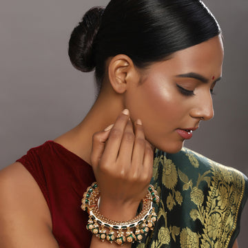Pearl & Green Meenakari Bangle