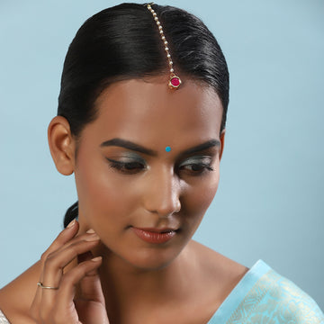 Ruby Raang Women's Kundan Maang Tikka