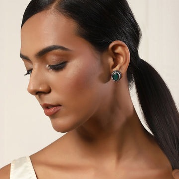 Ruby Raang Green Silver Studs