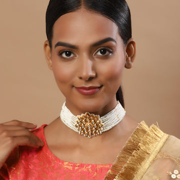 Ruby Raang Kundan Choker with Pearls