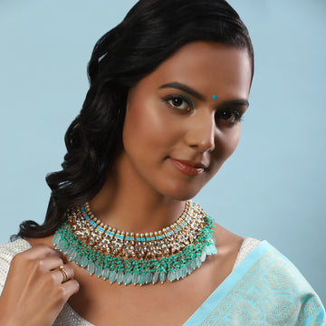 Ruby Raang Kundan Choker with Stonework