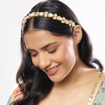 Ruby Raang Kundan Beaded Hair Band
