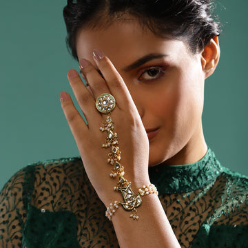 Ruby Raang Women's Kundan Hand Harness